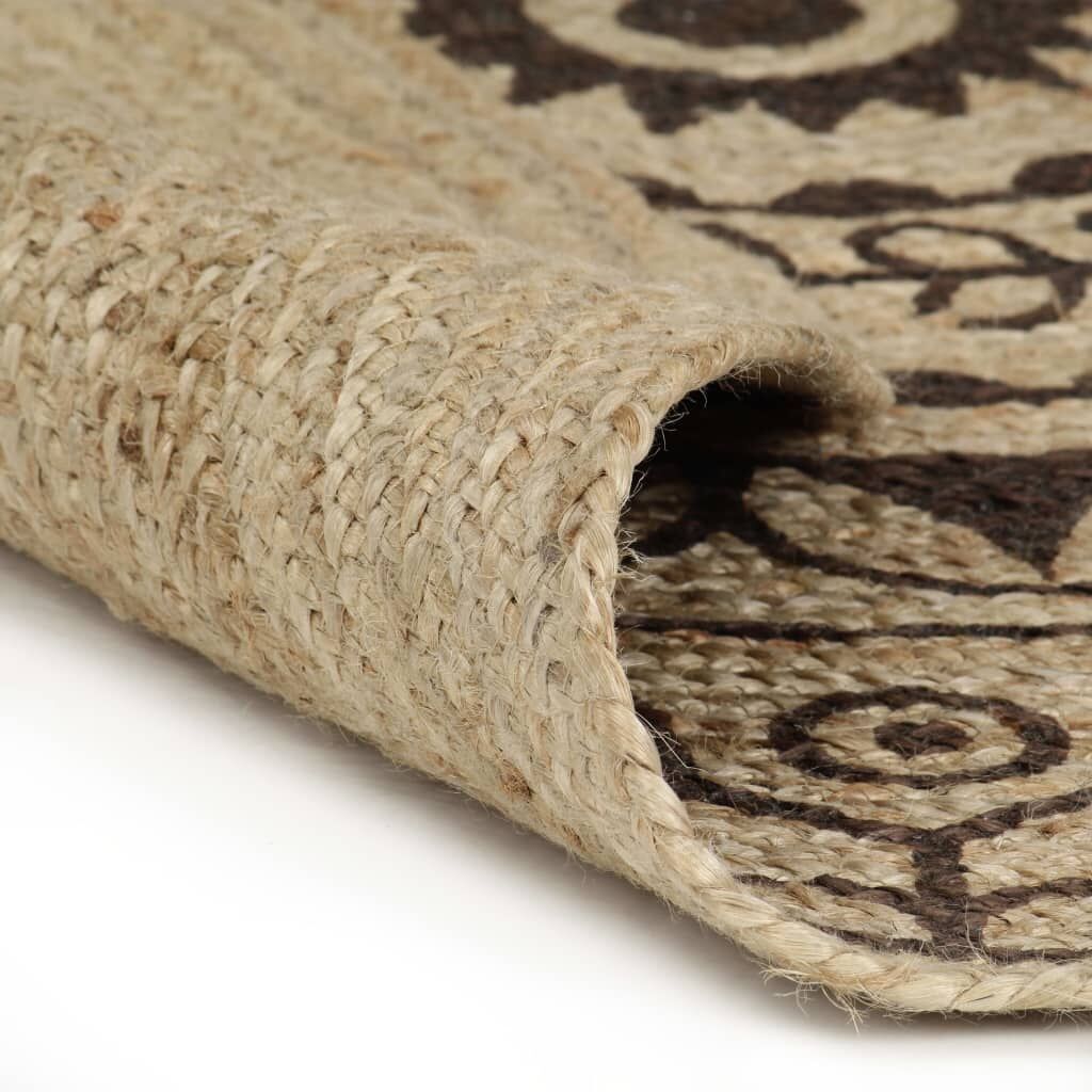 Vidaxl Alfombra De Yute Tejida A Mano Estampado Marrón Oscuro 90 Cm_1