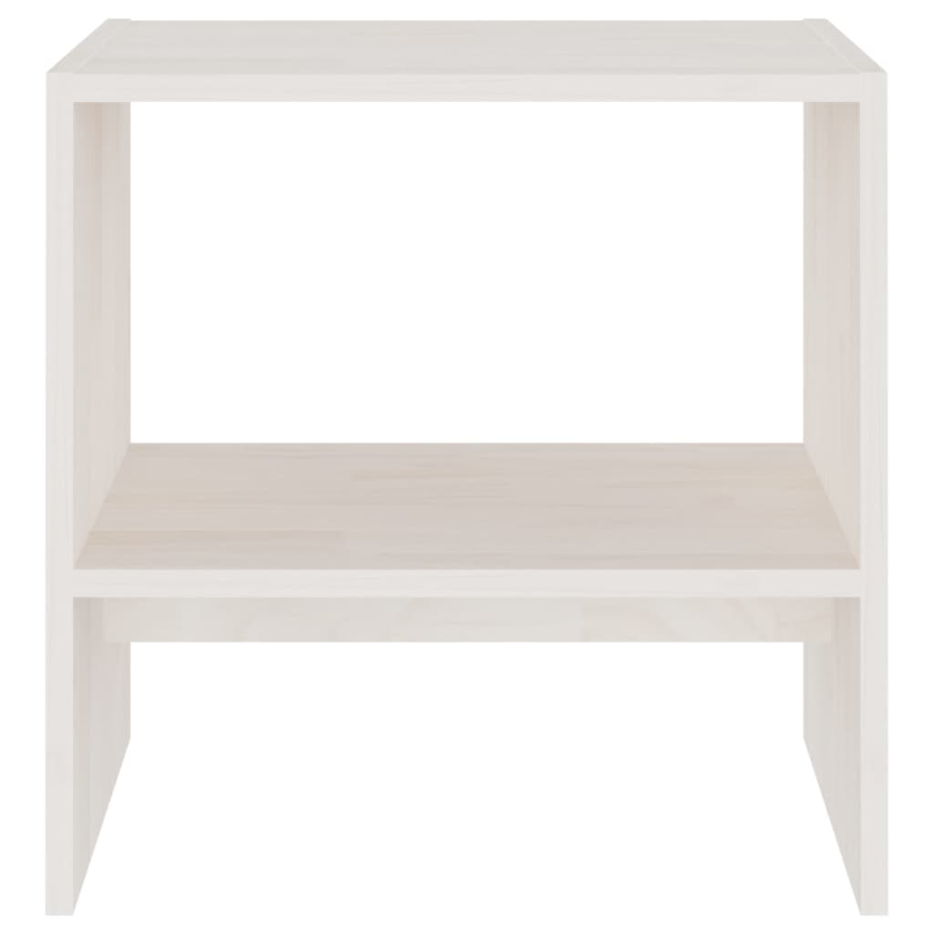 Mesita De Noche Madera Maciza De Mango Blanco 40x30,5x40 Cm_3
