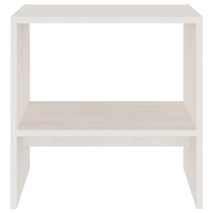 Mesita De Noche Madera Maciza De Mango Blanco 40x30,5x40 Cm_3