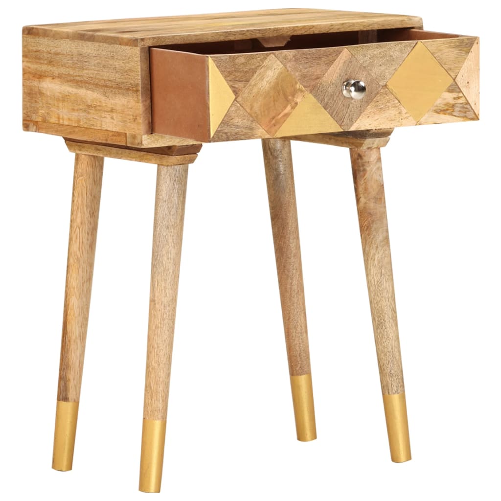 Mesita De Noche De Madera Maciza De Mango 43x30x58 Cm_0