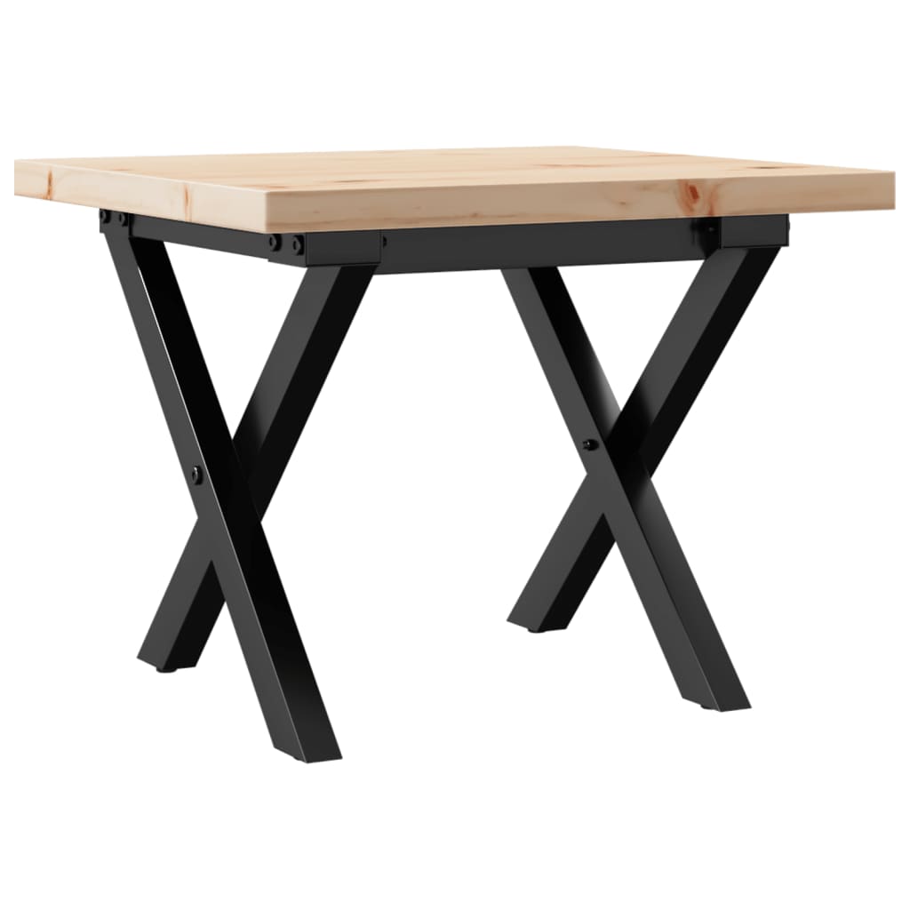 Mesa De Centro Marco X Madera Maciza Pino Y Acero 50x50x35,5 Cm_4