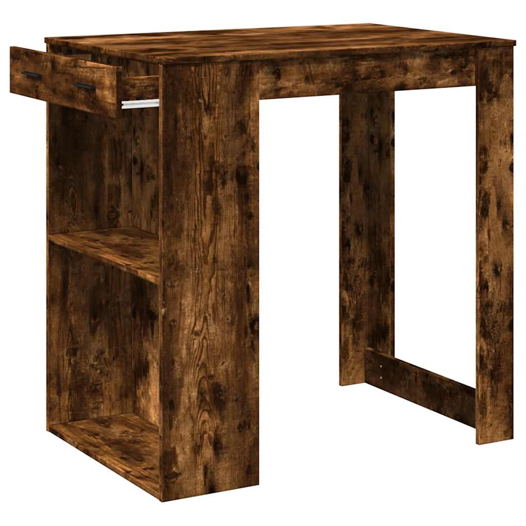 Mesa Alta De Bar Madera Ingeniería Roble Ahumado 102x70x103,5cm_2