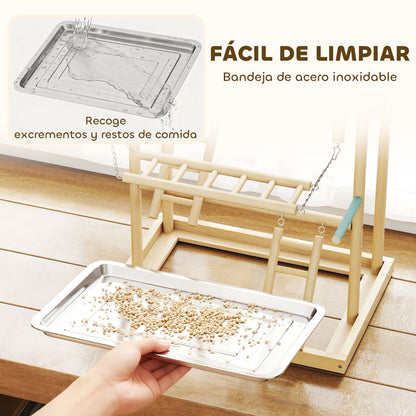 Pawhut Parque De Juegos Para Pájaros Con Escaleras Columpio Cadena Bandeja_5