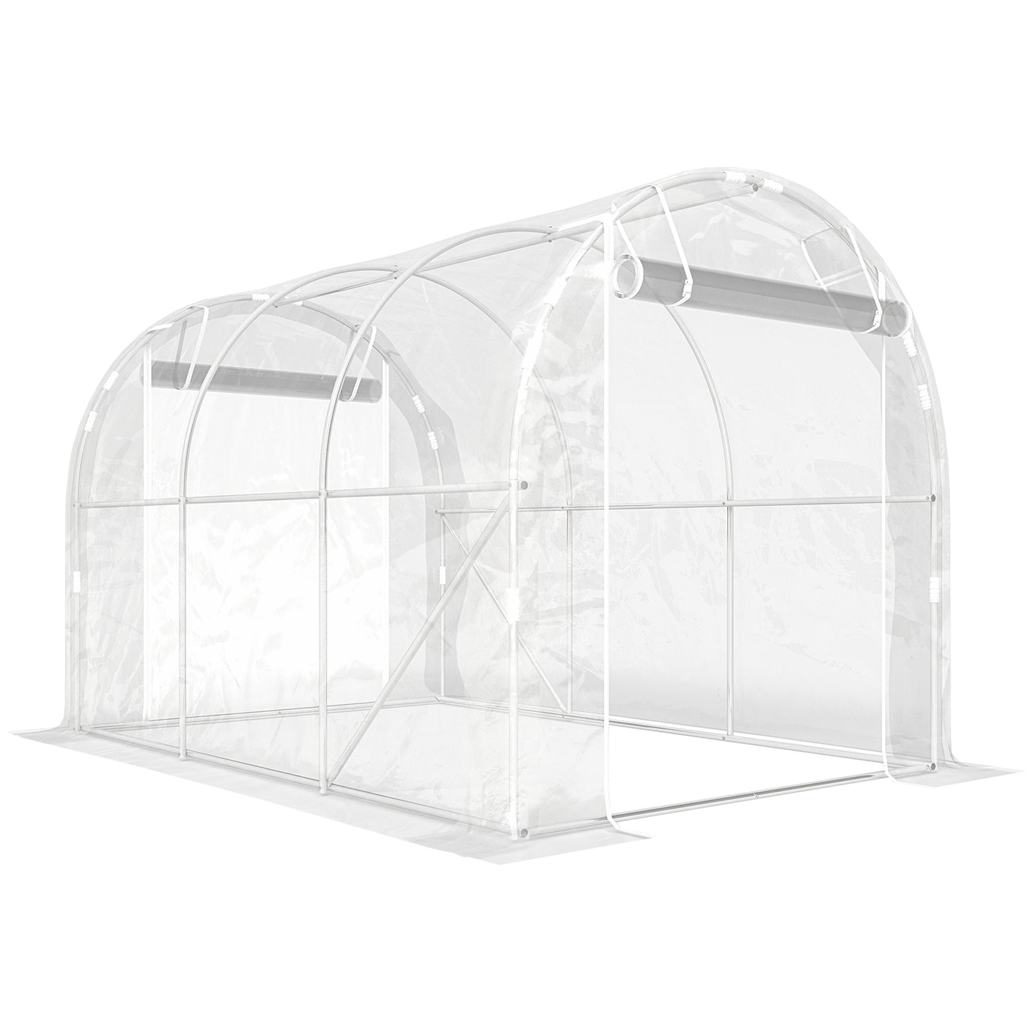 Outsunny Invernadero De Túnel 3x2x2 M Con 2 Puertas Enrollables Transparente_0