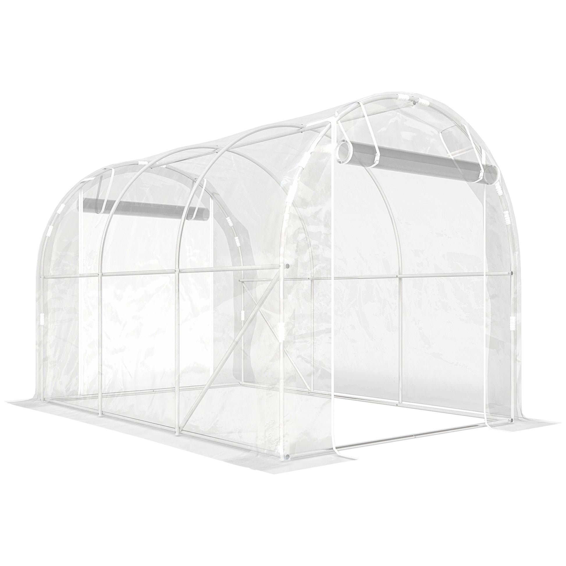 Outsunny Invernadero De Túnel 3x2x2 M Con 2 Puertas Enrollables Transparente_0