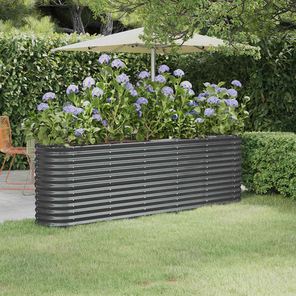 Jardinera Arriate Acero Galvanizado Antracita 224x40x68 Cm_1