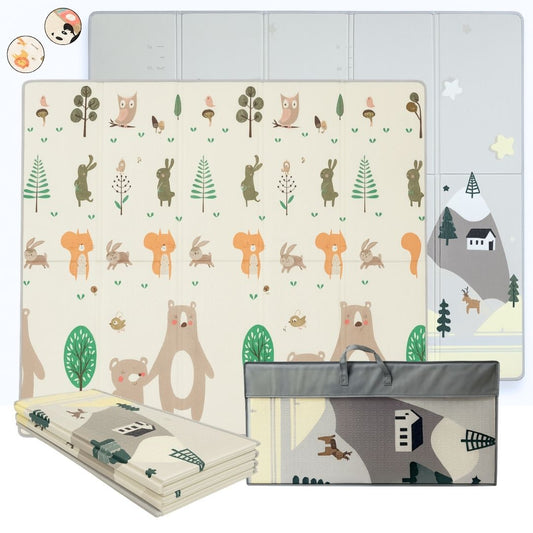 Alfombra Plegable Para Bebé 200 × 180 Cm, Reversible Animales/invierno Bathby_0