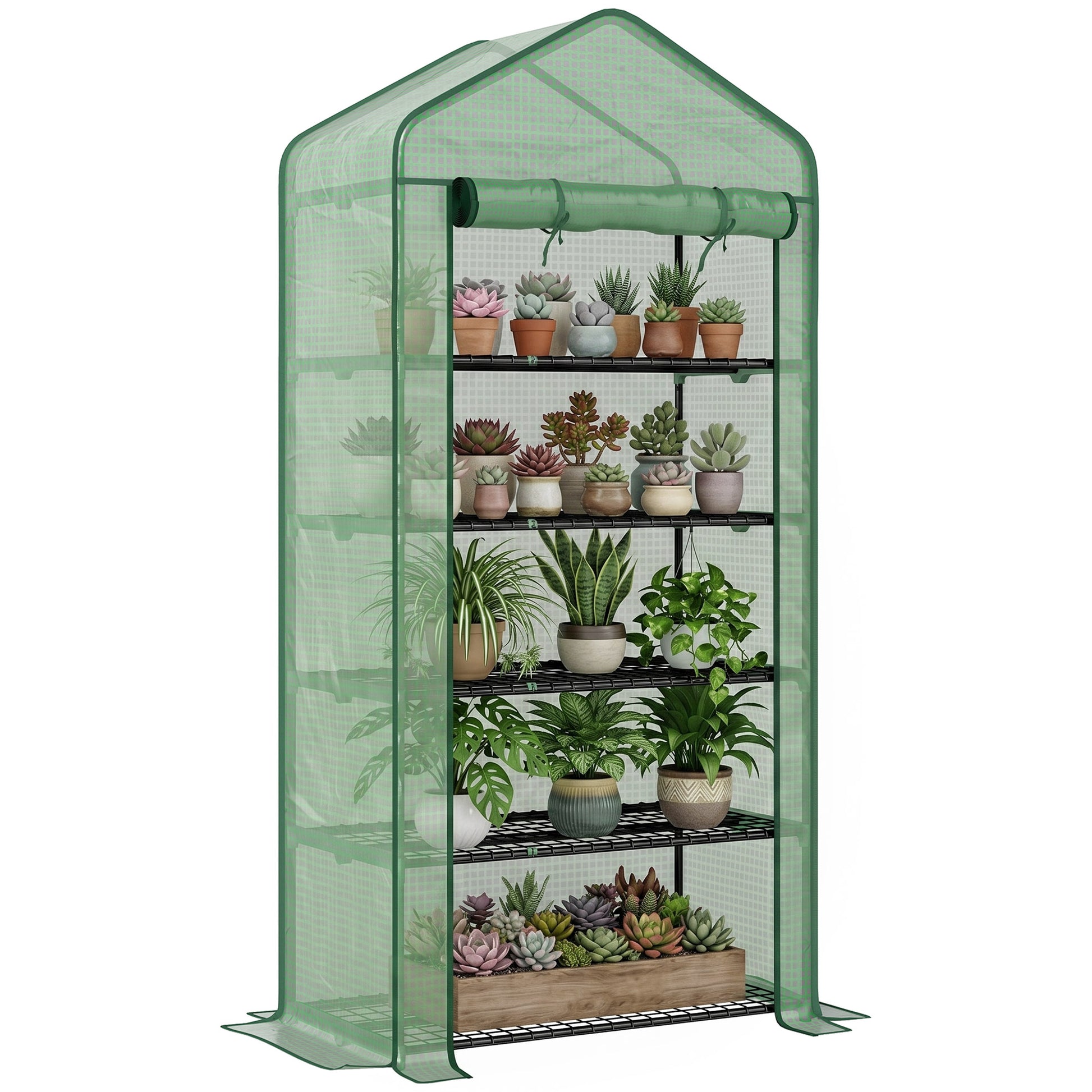 Outsunny Invernadero De Jardín De 5 Niveles Diseño Ensanchado 90x49x193 Cm Verde_0