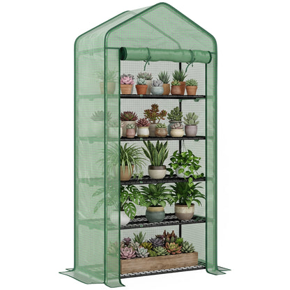 Outsunny Invernadero De Jardín De 5 Niveles Diseño Ensanchado 90x49x193 Cm Verde_0