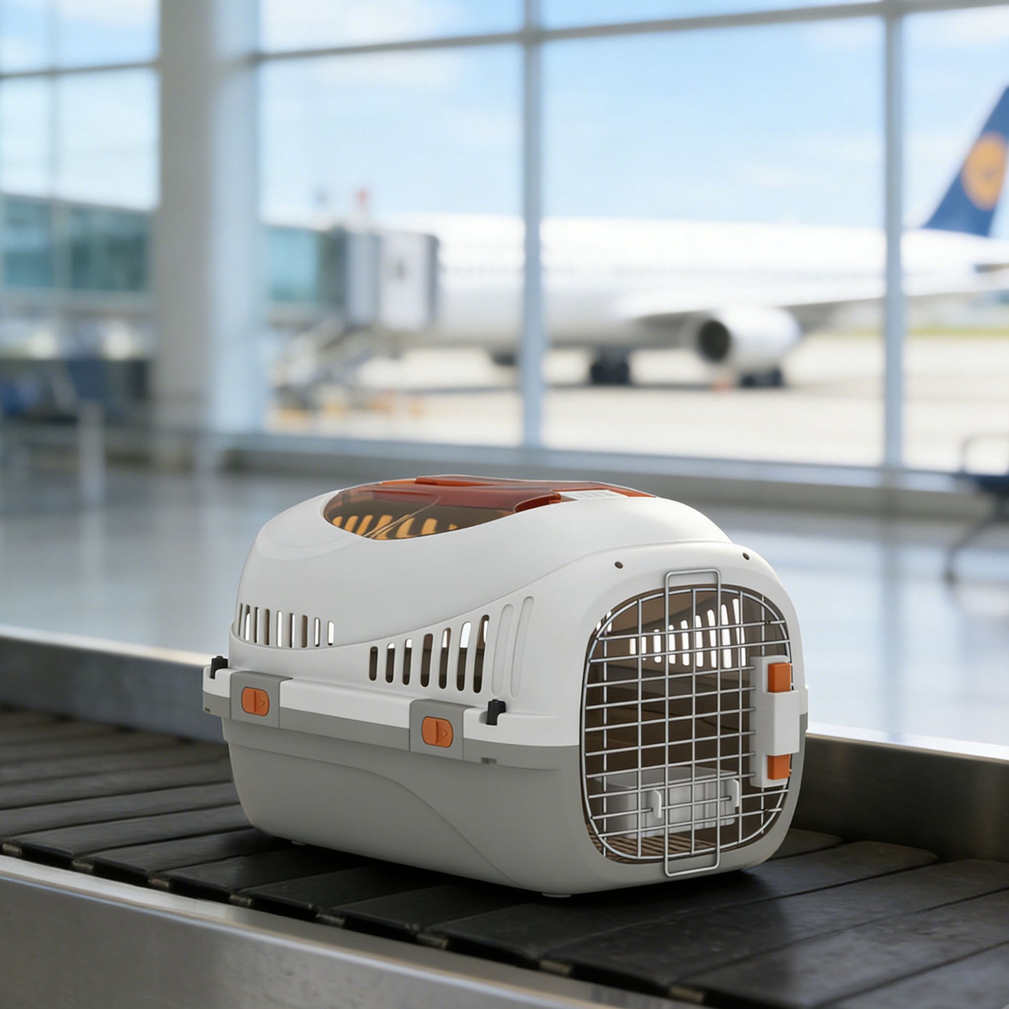 Pawhut Transportín Para Gatos Perros Pequeños De Plástico Carga 4 Kg Gris Claro_3