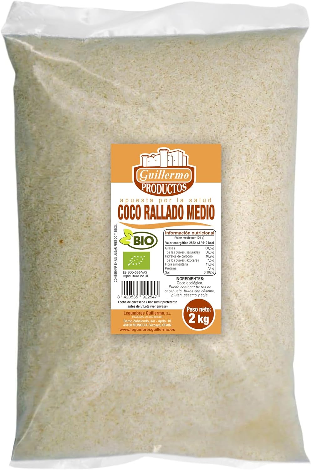 Coco Rallado Medio Bio - 2 Kg, Bolsa_0