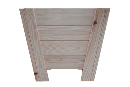 Macetero Abril Cuadrado De Madera Natural De 60 X 60 X 52 Cm 10° 90l, Para Interior, Incluye Bolsa Geotextil..