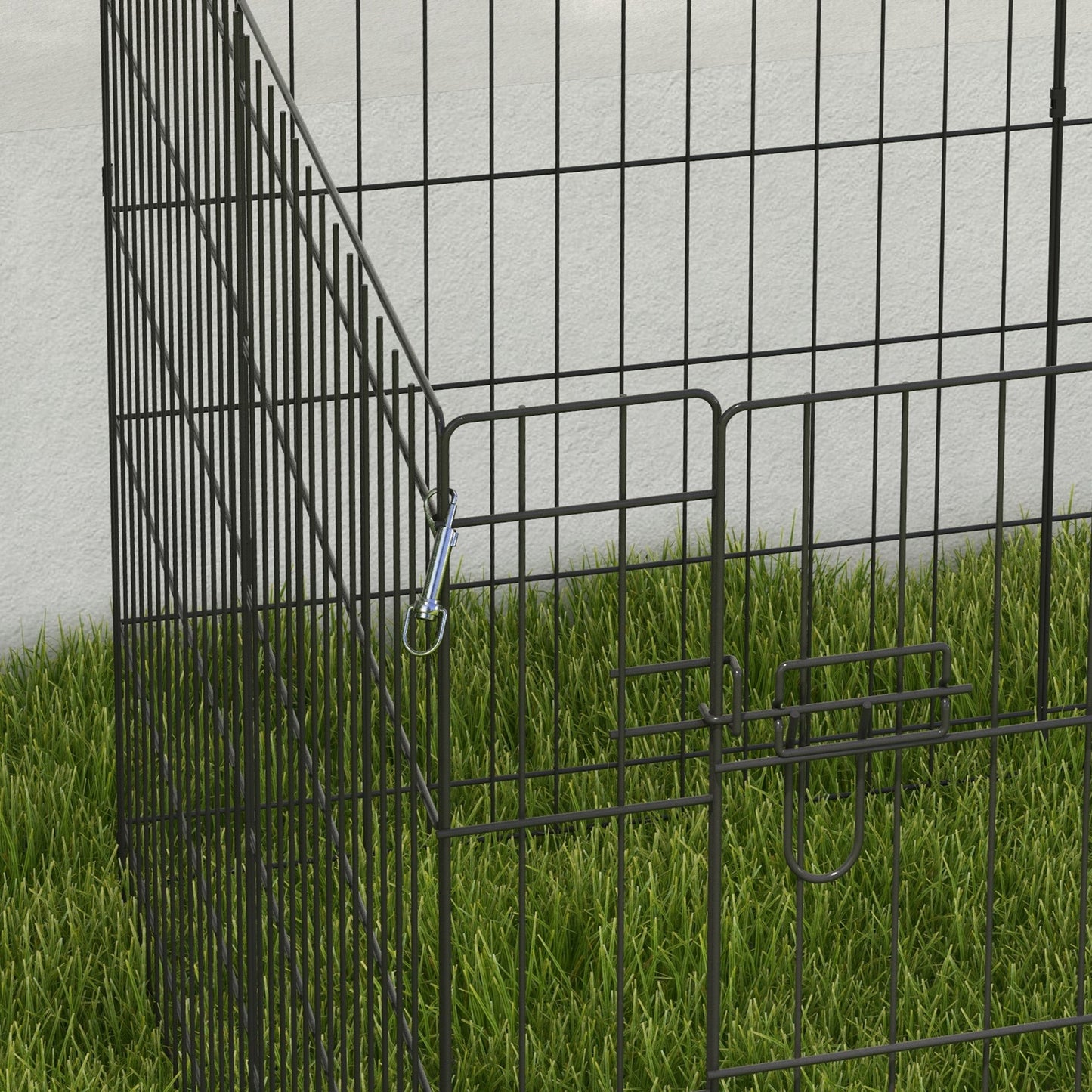 Pawhut Parque Para Perros De 8 Paneles 76x61 Cm Con Doble Cerradura Negro_4