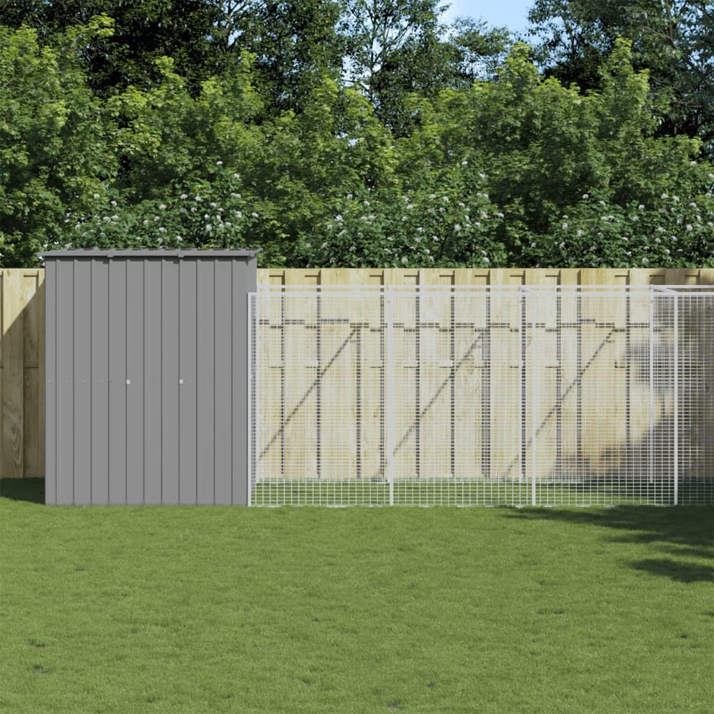 Vidaxl Caseta Perros Corral Acero Galvanizado Gris Claro 165x863x181cm_1