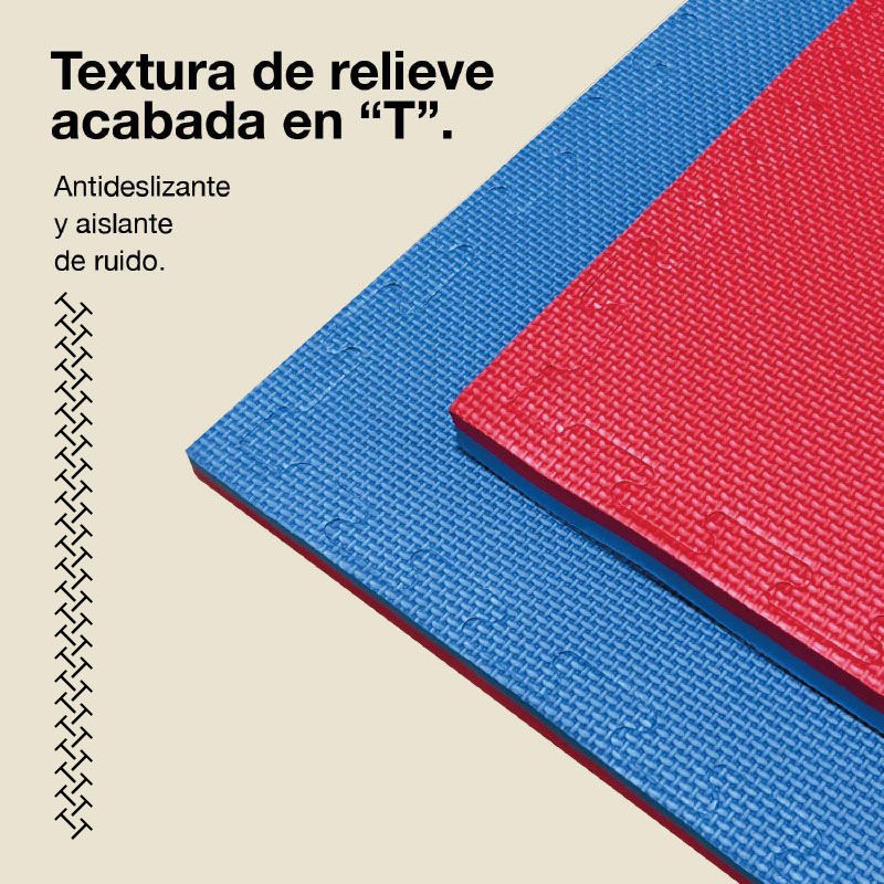 Tatami Puzzle 2cm 100x100cm, Pack 4 Unidades – Superficie T Rojo/azul Jowy_3