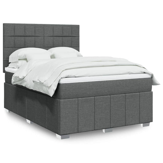 Cama Box Spring Con Colchón Tela Gris Oscuro 160x200 Cm / Vetonek_0