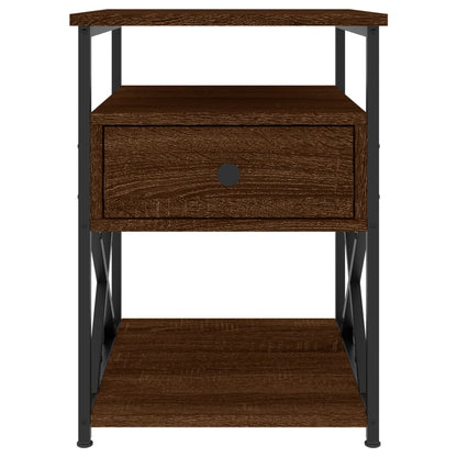 Mesita De Noche Madera De Ingeniería Marrón Roble 40x42x55 Cm_3