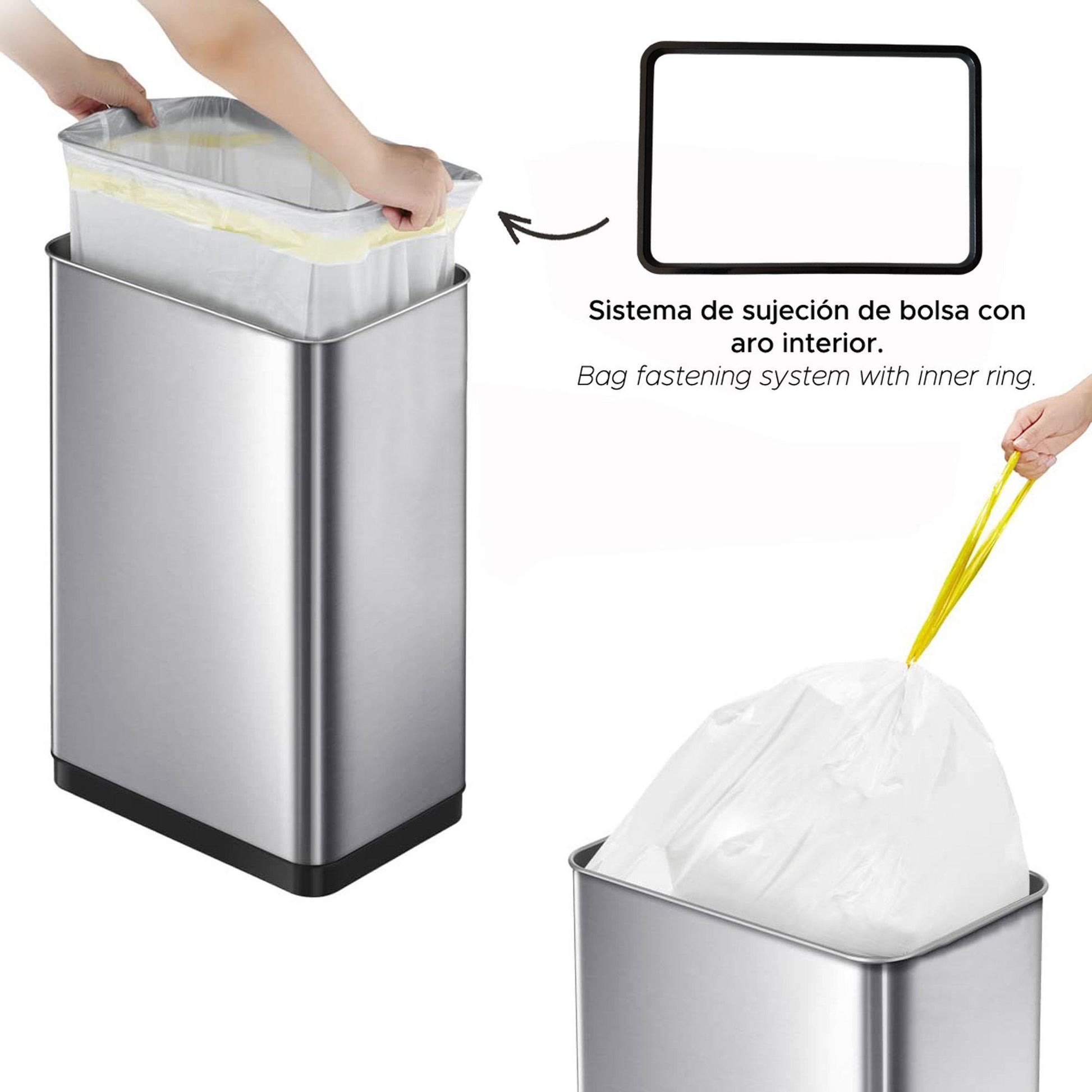 Cubo Basura 50l Metálico Acero Con Sensor Y Filtro Antiolor Wellhome_2