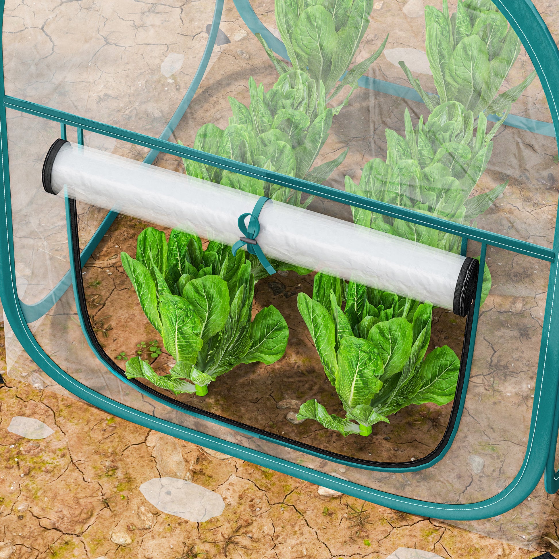 Outsunny Mini Invernadero Plegable Pop-up Con Puerta Enrollable Transparente_4