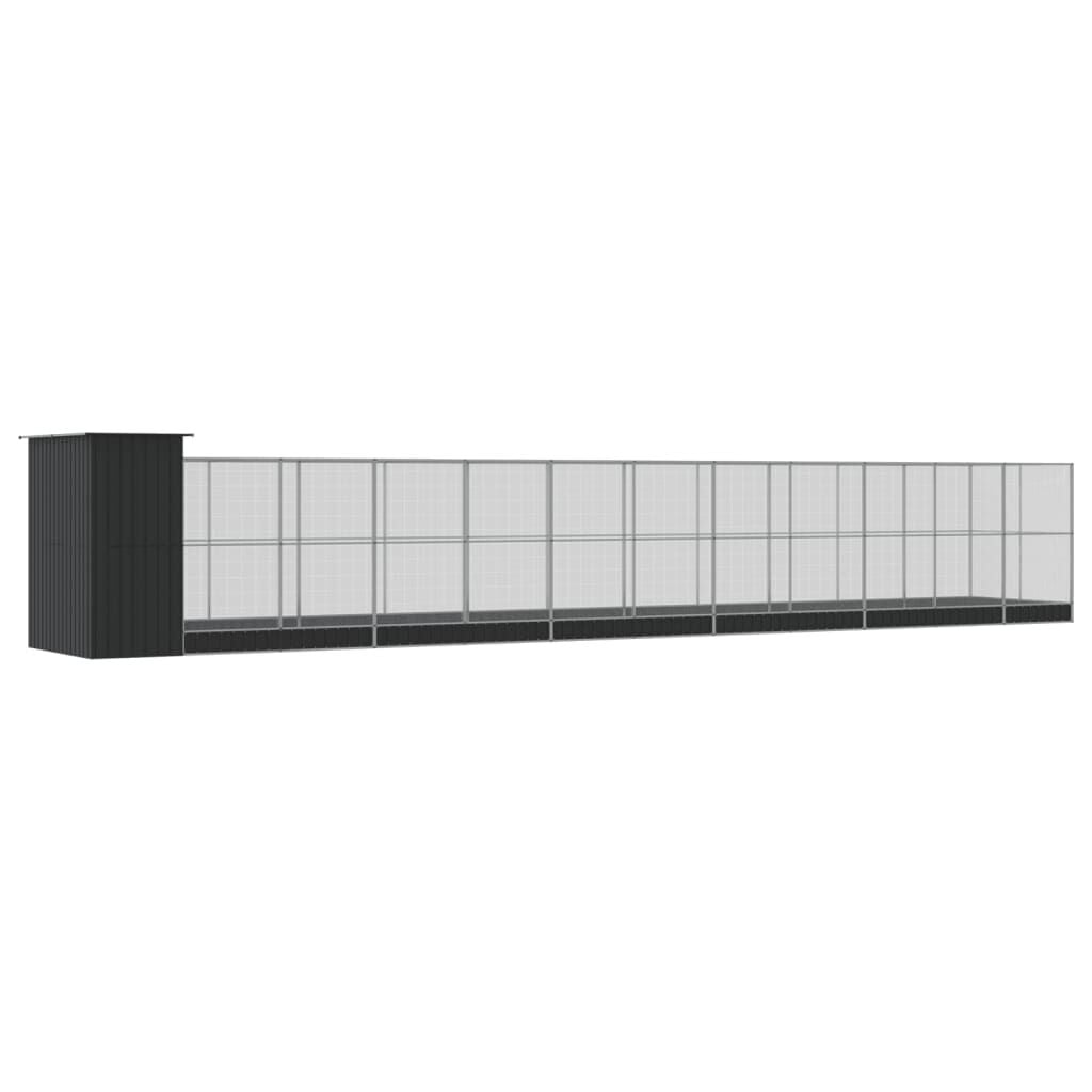 Vidaxl Pajarera Con Extensión Acero Plateado 1244x203x216 Cm_4