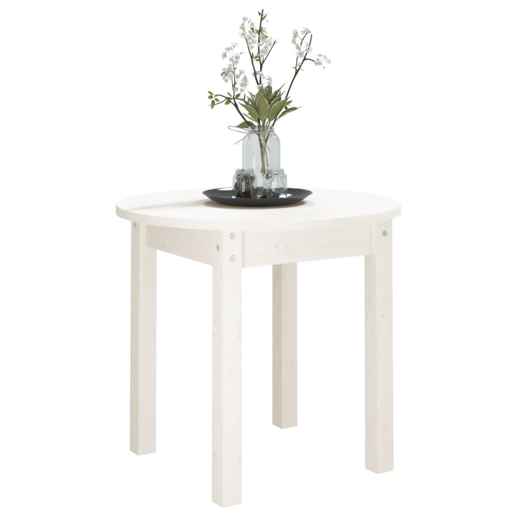 Mesa De Centro De Madera Maciza De Pino Blanco Ø 45x40 Cm_2