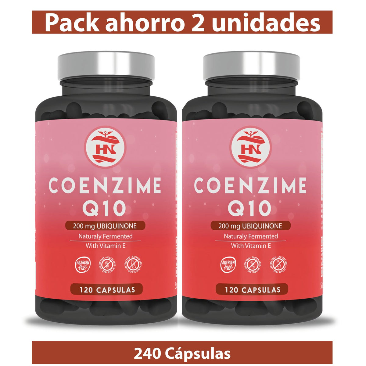 Pack 2 X Coenzima Q10 200mg + Vitamina E - 2 X 120 Cápsulas - Complemento Alimenticio_0