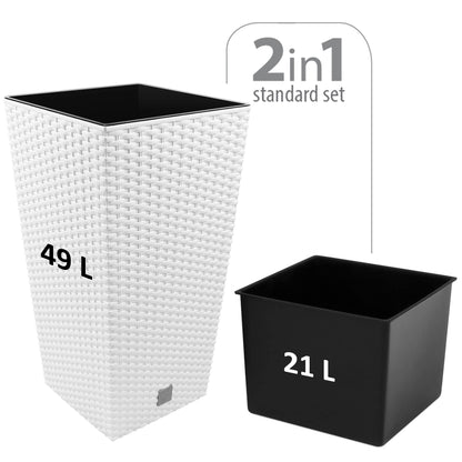 Maceta Rato De 49 Litros Con Inserto 32 X 32 X 61 Cm En Color Blanco_1