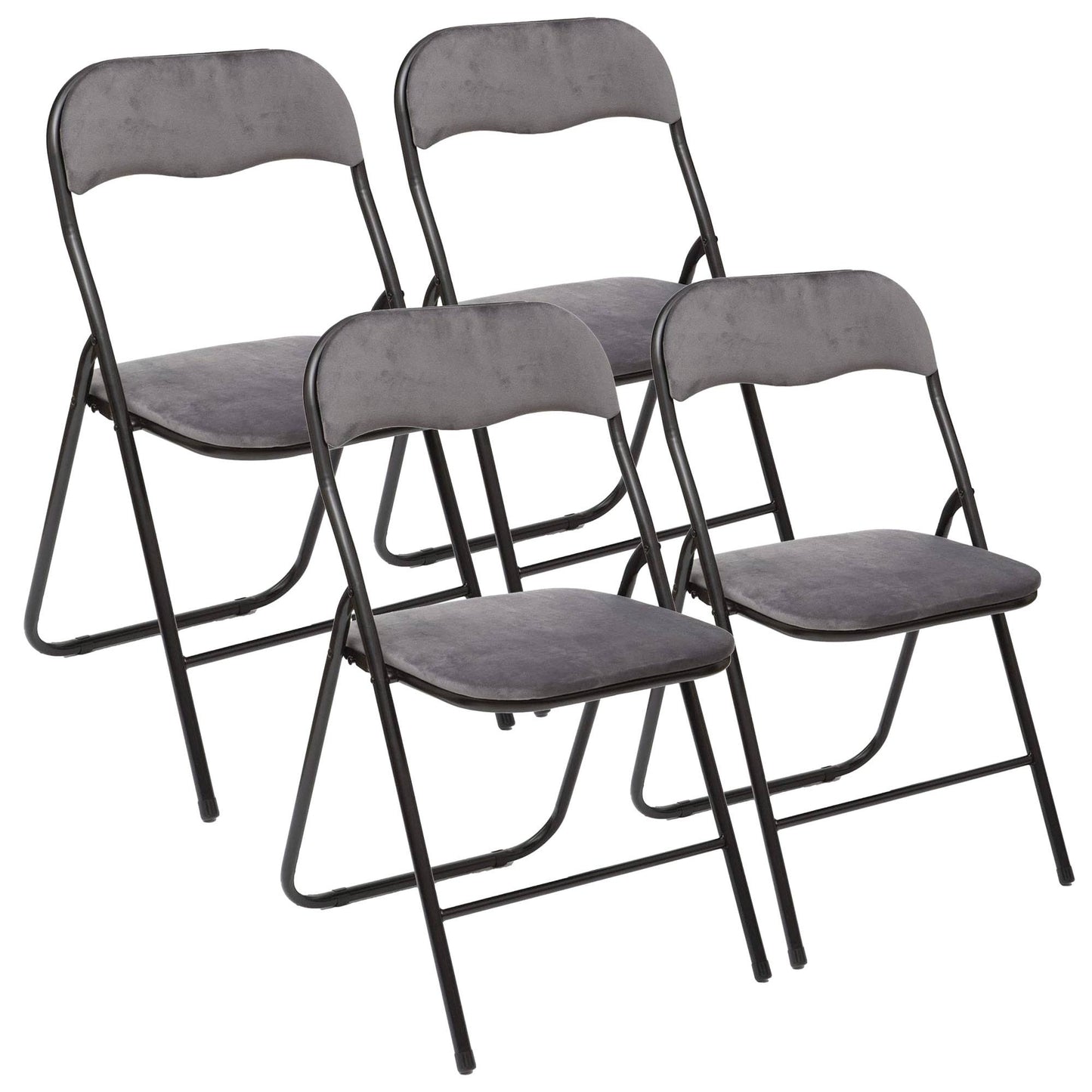 Set De 4 Sillas De Terciopelo Gris (44x52x73cm) - Sofisticación Y Comodidad Asegurada_0