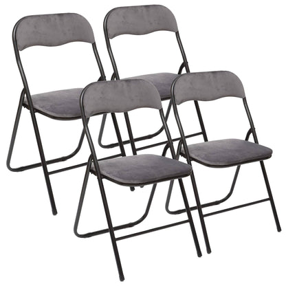 Set De 4 Sillas De Terciopelo Gris (44x52x73cm) - Sofisticación Y Comodidad Asegurada_0