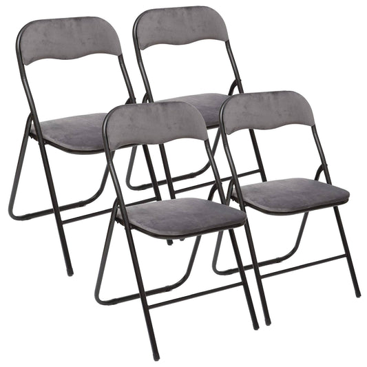 Set De 4 Sillas De Terciopelo Gris (44x52x73cm) - Sofisticación Y Comodidad Asegurada_0