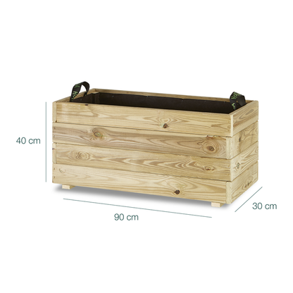 Jardinera Rectangular De Madera Tratada 90x30x40 Cm Ghio Hortalia_5