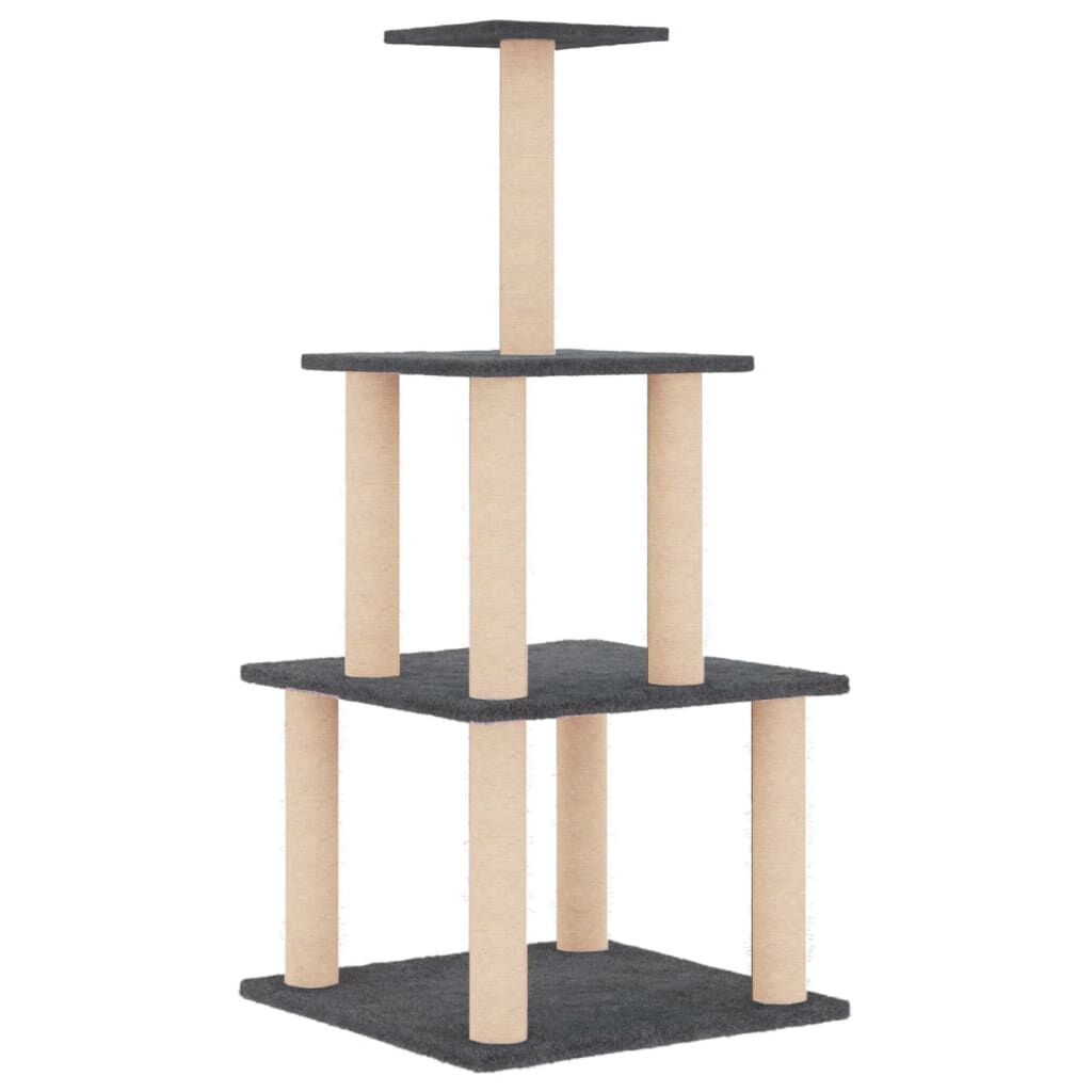 Vidaxl Rascador Para Gatos Con Postes De Sisal Gris Oscuro 111 Cm_0