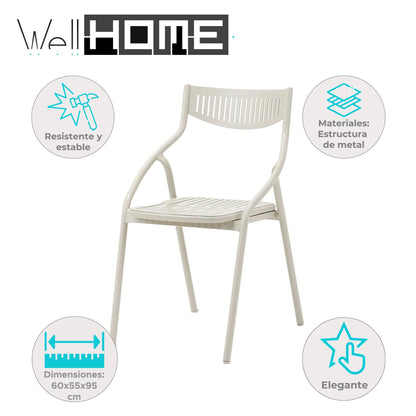 Silla Alba Blanca De Aluminio - Moderna Y Duradera 60x55x95cm - Well Home_1