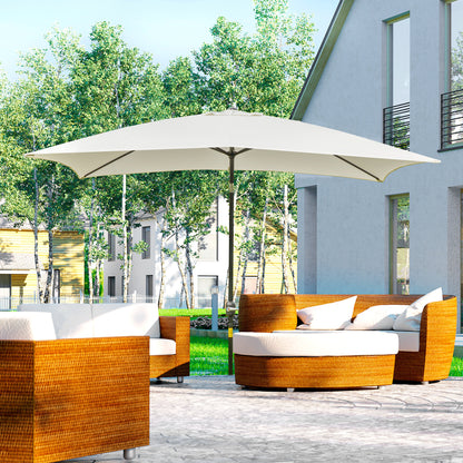 Outsunny Sombrilla Jardín Aluminio 200x300x240 Cm Inclinable Con Manivela Crema_1