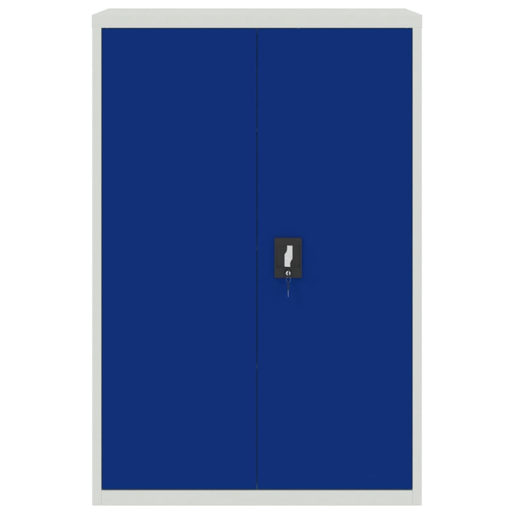 Mueble De Oficina De Metal Gris Y Azul 90x40x140 Cm_2
