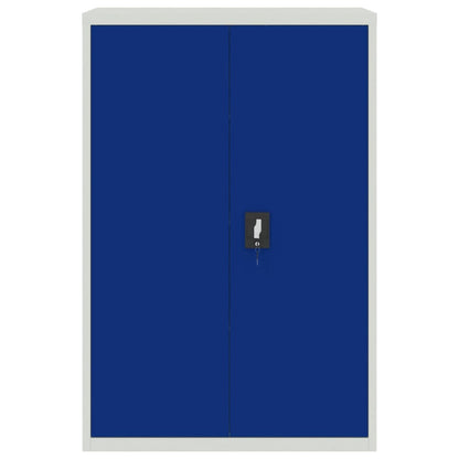 Mueble De Oficina De Metal Gris Y Azul 90x40x140 Cm_2