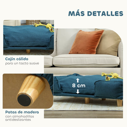 Pawhut Sofá Para Perros Grandes Con Cojín Lavables 96x66x24 Cm Azul_5