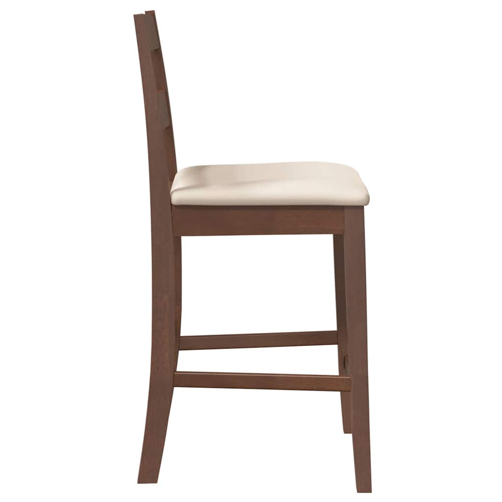 Taburetes De Bar Con Cojines 2 Uds Madera Maciza Marrón Caucho_4