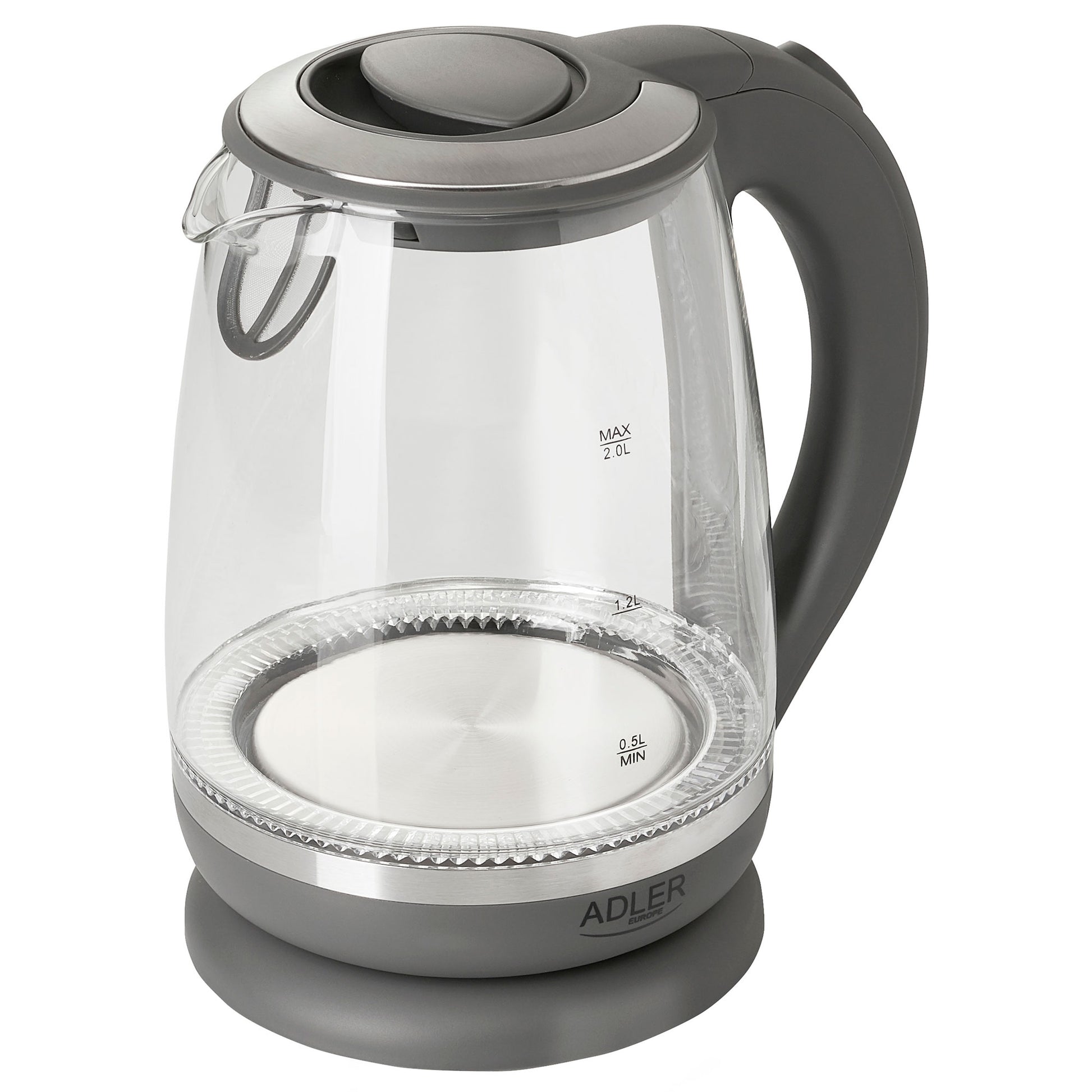 Hervidor Agua Eléctrico 2,0 Litros Jarra Cristal Inalámbrica Retroiluminada, Apagado Automático Adler Ad1286, 2200w
