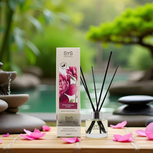 Ambientador Mikado Peonía Japonesa y Cedro Botanical SYS Aromas 100 ml | Floral y Amaderado | Sin Alcohol_0