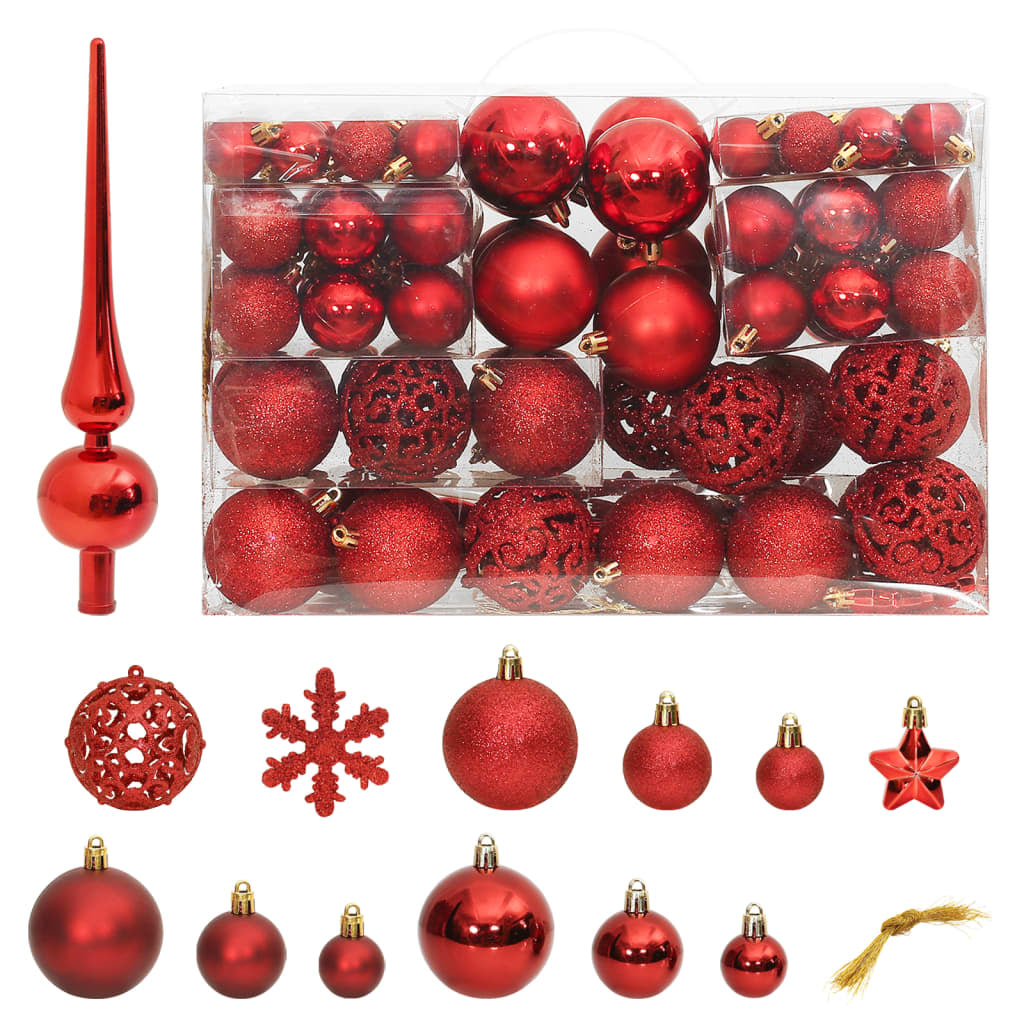 Vidaxl Juego De Bolas De Navidad 111 Pzas Poliestireno Rojo_0