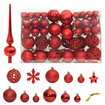 Vidaxl Juego De Bolas De Navidad 111 Pzas Poliestireno Rojo_0