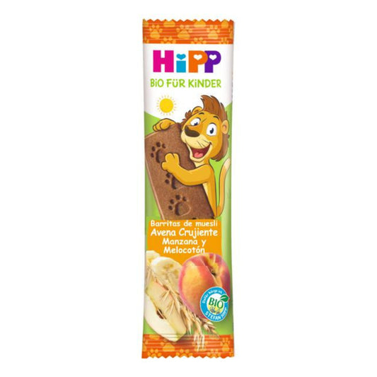 Barrita Infantil de Muesli con Avena crujiente, Manzana y Melocotón Hipp 3 uds de 20 g
