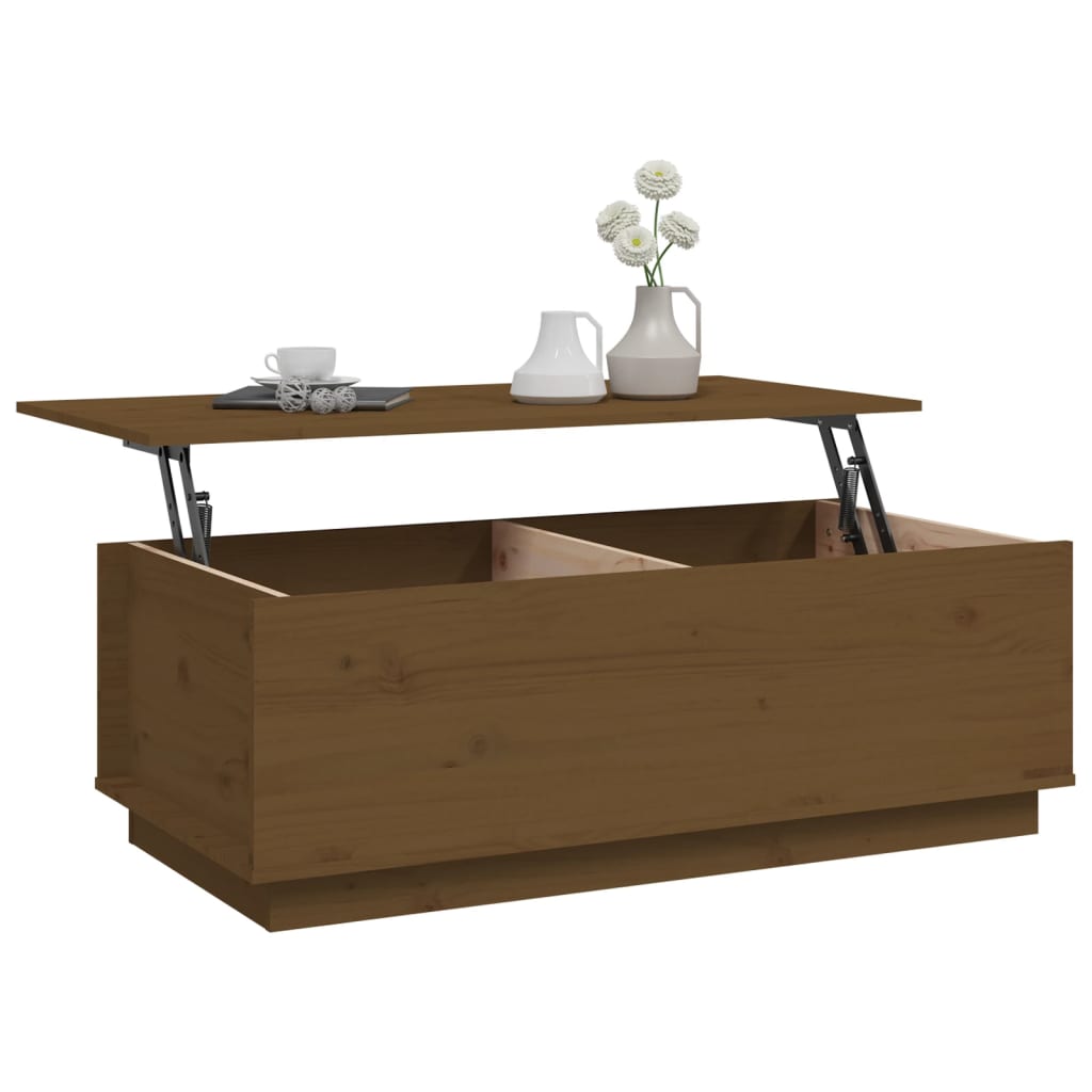 Mesa De Centro Madera Maciza De Pino Marrón Miel 100x50x35 Cm_3
