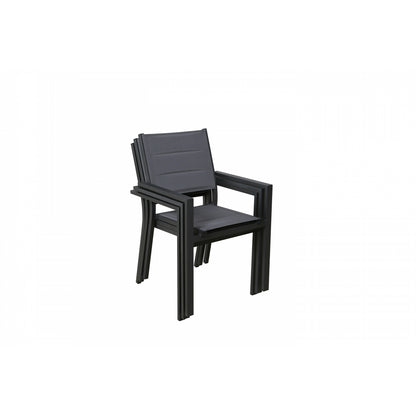 Lote De 4 Sillones Apilables Gris Antracita - Muebles De Jardín - Texaline Aluminio 58x57x87cm_2