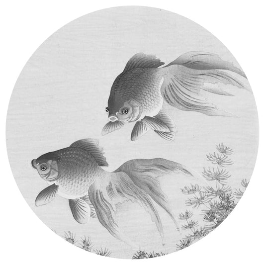 Wallart Círculo De Papel Pintado Two Goldfish 142,5 Cm_0