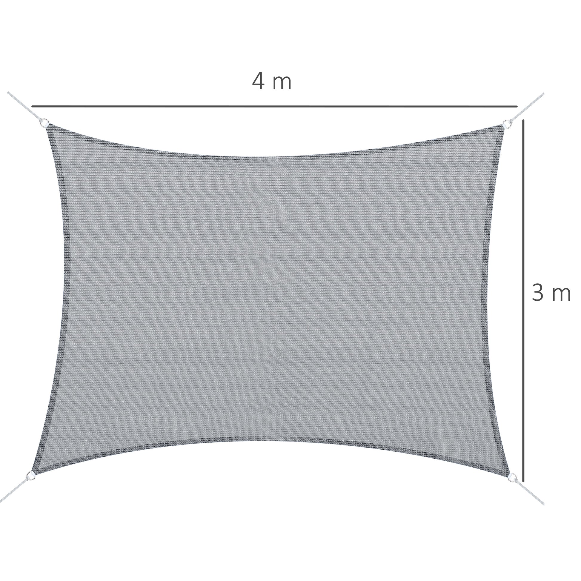 Outsunny Toldo Vela De Sombra Rectangular 4x3 M Protección Rayos Uv Gris_2