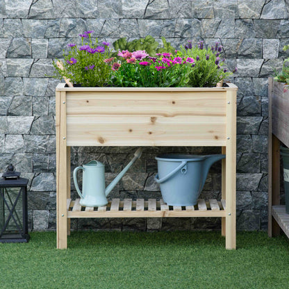 Huerto Urbano Elevado Con Estante Outsunny 90x40x81 Cm Natural_1