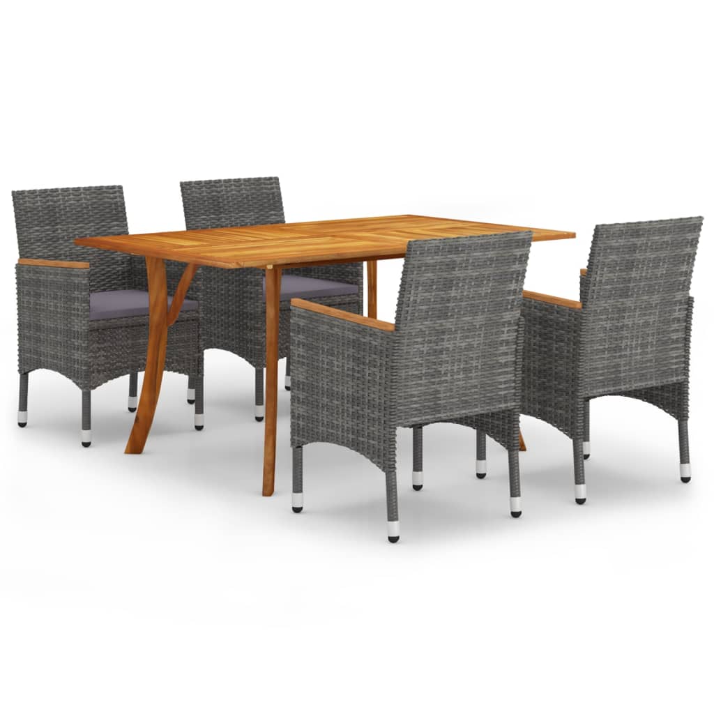 Juego De Comedor Para Jardín De 5 Piezas Gris / Vetonek_3