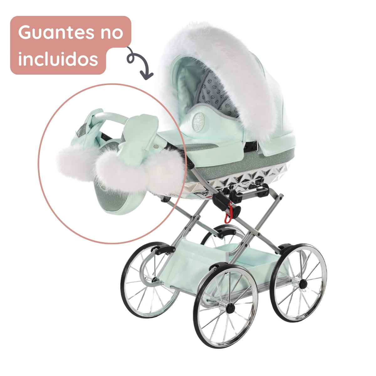 Carro De Muñecas Hand Craft Glitter Satin Classic Mint / Silver_4